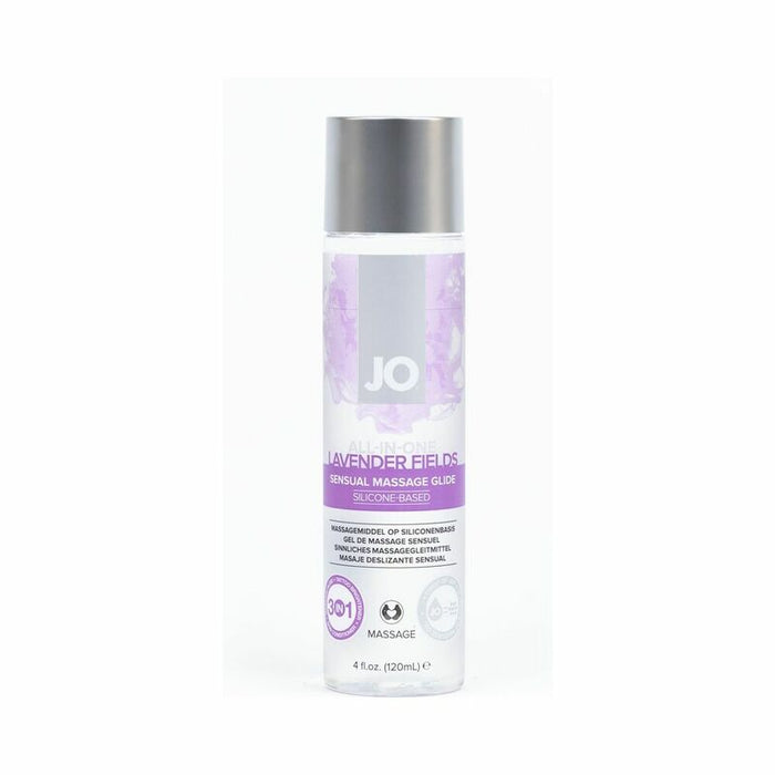 JO All-In-One Massage Glide - Lavendar (Silicone-Based) 4 fl oz / 120 ml