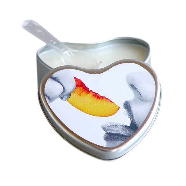 Earthly Body Peach Flavored Edible Massage Candle in 4oz Heart Shaped Tin