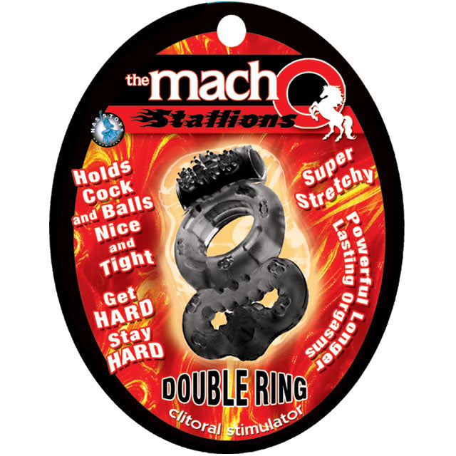Macho Vibrating Double Cockring (Black)