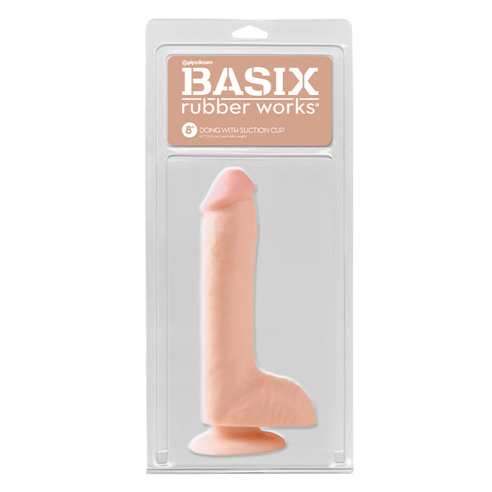 Pipedream Basix Rubber Works 8 in. Dong With Balls & Suction Cup Beige