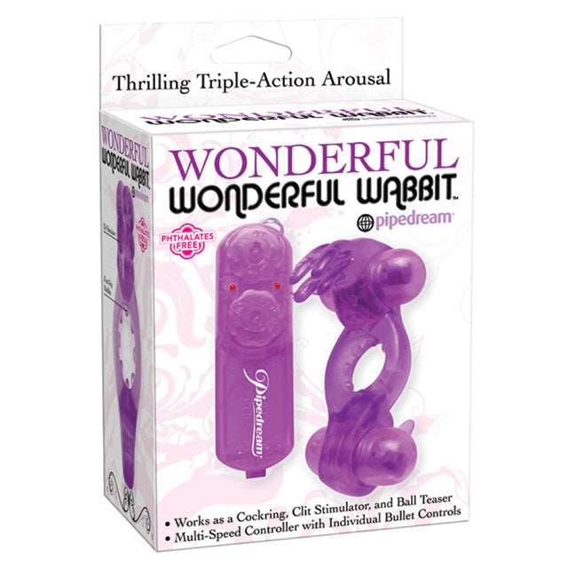 Pipedream Wonderful Wonderful Wabbit Remote-Controlled Dual Stimulation Vibrating Cockring Purple