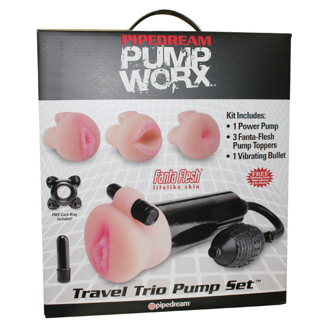 Pipedream Pump Worx 5-Piece Travel Trio Pump Set Beige/Black