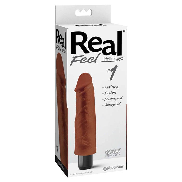 Pipedream Real Feel Lifelike Toyz No. 1 Realistic 7.25 in. Vibrating Dildo Brown