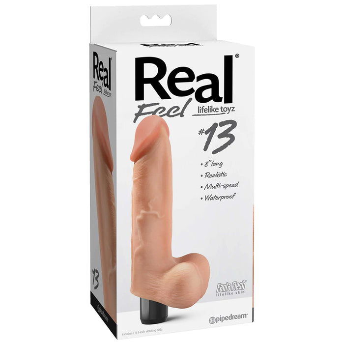 Pipedream Real Feel Lifelike Toyz No. 13 Realistic 8 in. Vibrating Dildo With Balls Beige