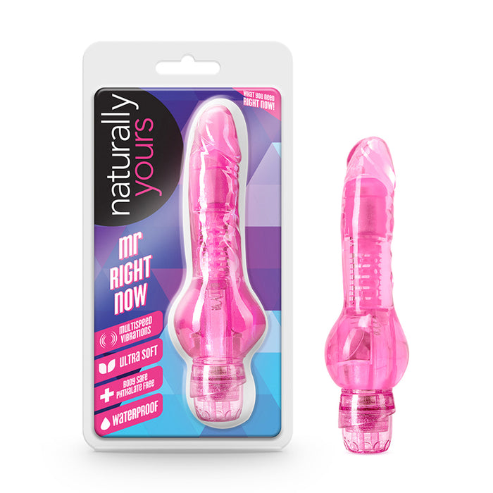 Blush Naturally Yours Mr. Right Now Realistic 6.5 in. Vibrating Dildo Pink