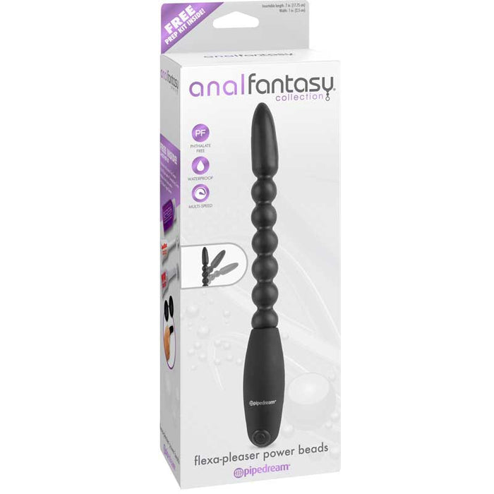Pipedream Anal Fantasy Collection Vibrating Bendable Flexa-Pleaser Power Beads Black
