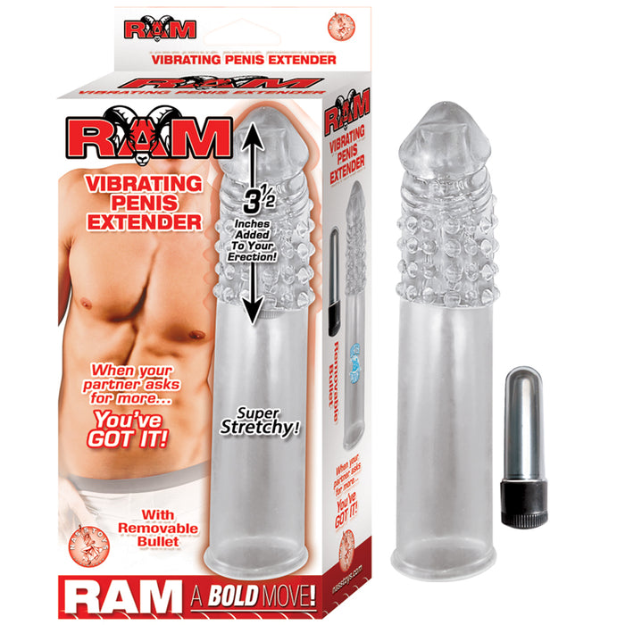 Ram 3.5in. Vibrating Penis Extender (Clear)