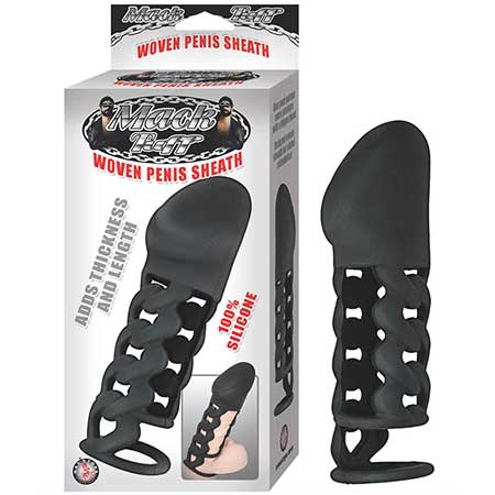 Mack Tuff 6in. Silicone Woven Penis Sheath Adds Thickness & Length (Black)