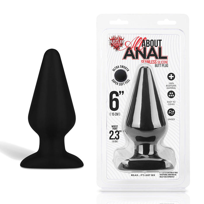 Hustler All About Anal 6 in. Seamless Silicone Butt Plug Black