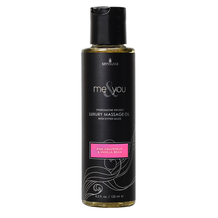Sensuva Me & You Pheromone-Infused Luxury Massage Oil Grapefruit and Vanilla 4.2 oz.
