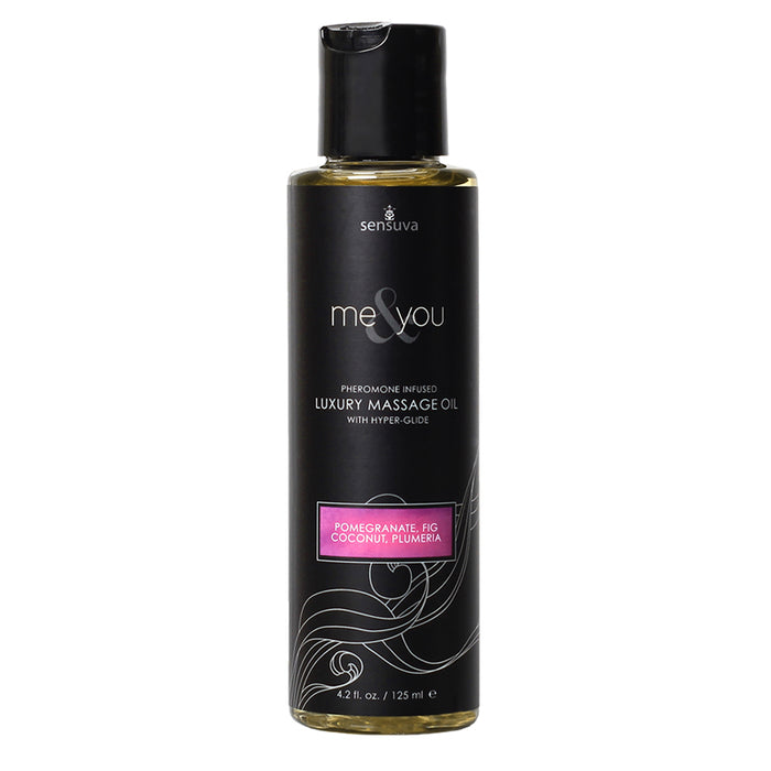 Sensuva Me & You Pheromone-Infused Luxury Massage Oil Pomegranate, Fig, Coconut, Plumeria 4.2 oz.