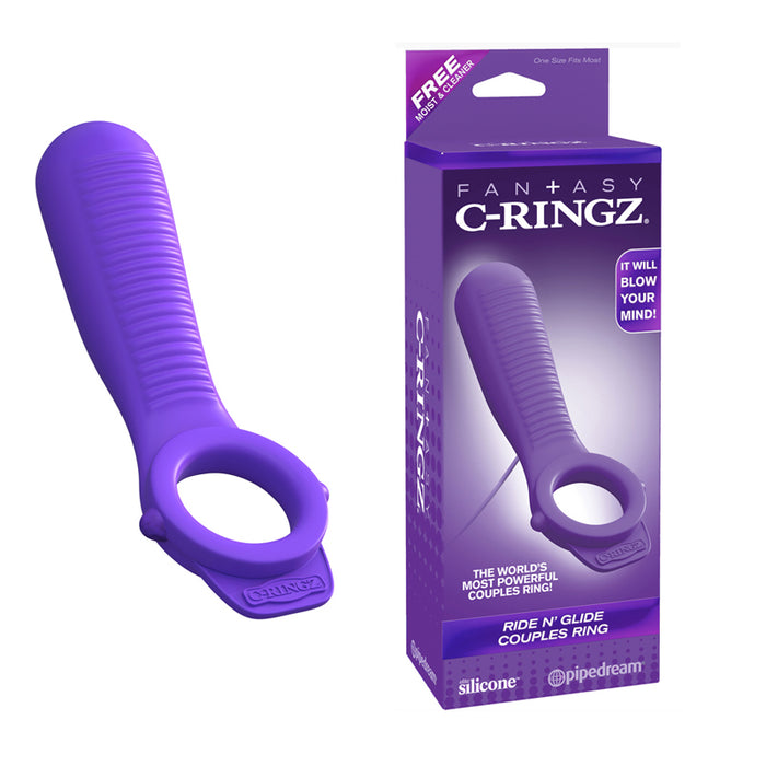 Pipedream Fantasy C-Ringz Remote-Controlled Vibrating Ride N Glide Couples Ring Purple