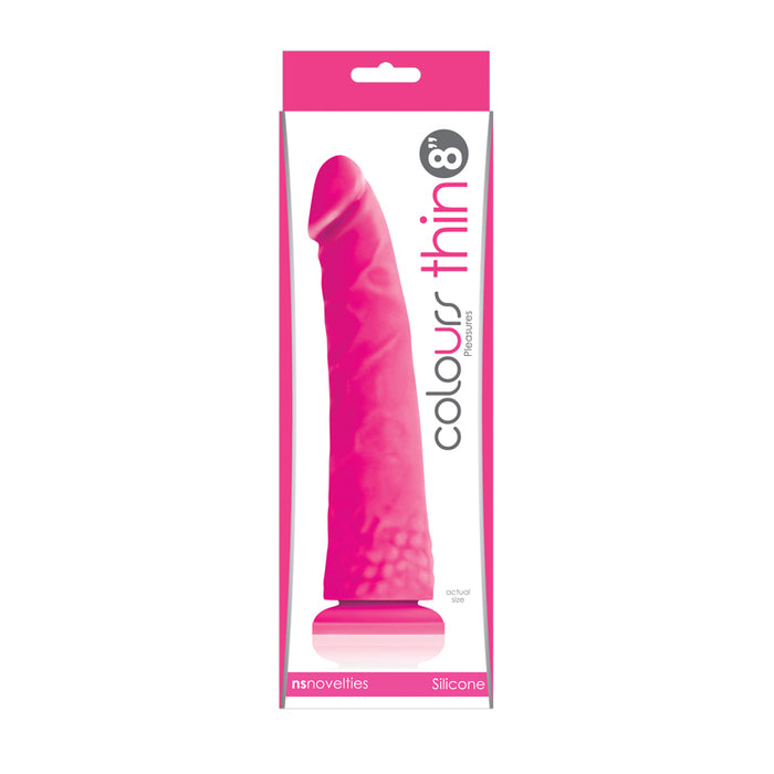 Colours Pleasures Thin 8 in. Dildo Pink