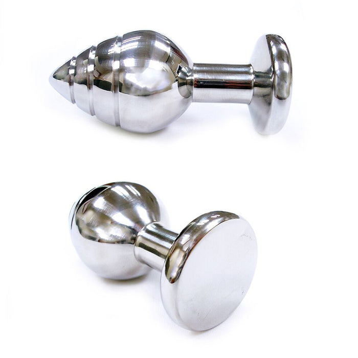 Stainless Steel Grooved Anal Butt Plug (Small)