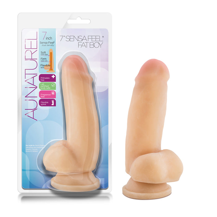 Blush Au Naturel 7 in. Fat Boy Posable Dual Density Dildo with Balls & Suction Cup Beige