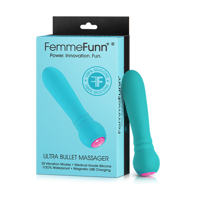 FemmeFunn Ultra Bullet Massager Rechargeable Silicone Vibrator Turquoise
