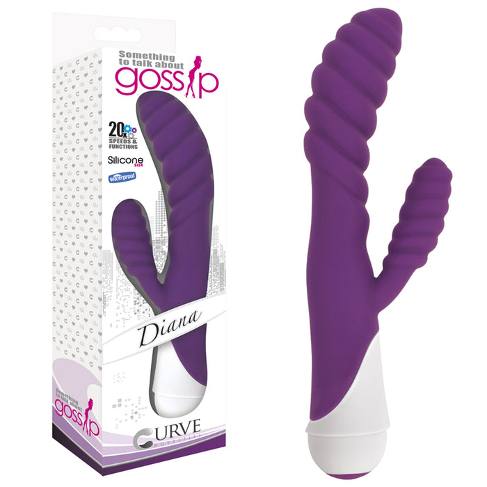 Curve Toys Gossip Diana Waterproof Ringed Silicone Flexible Dual Stimulation Vibrator Violet