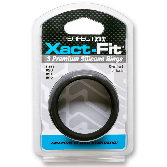 Curve Toys Perfect Fit Xact-Fit 3-Piece Premium Silicone Rings  (#20, #21, #22) Black