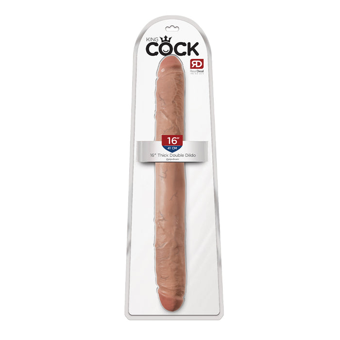 Pipedream King Cock 16 in. Thick Double Dildo Realistic Tan