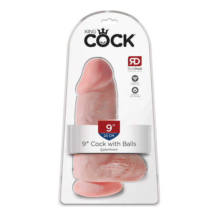 Pipedream King Cock Chubby 9 in. Cock With Balls Realistic Suction Cup Dildo Beige
