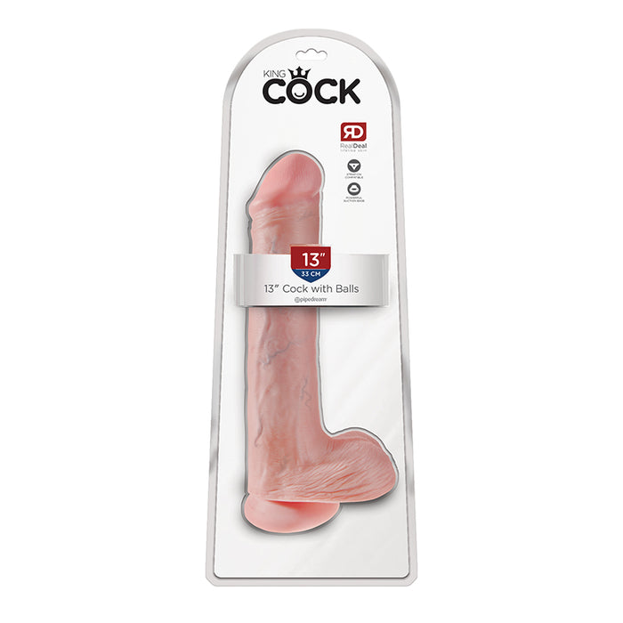 Pipedream King Cock 13 in. Cock With Balls Realistic Suction Cup Dildo Beige