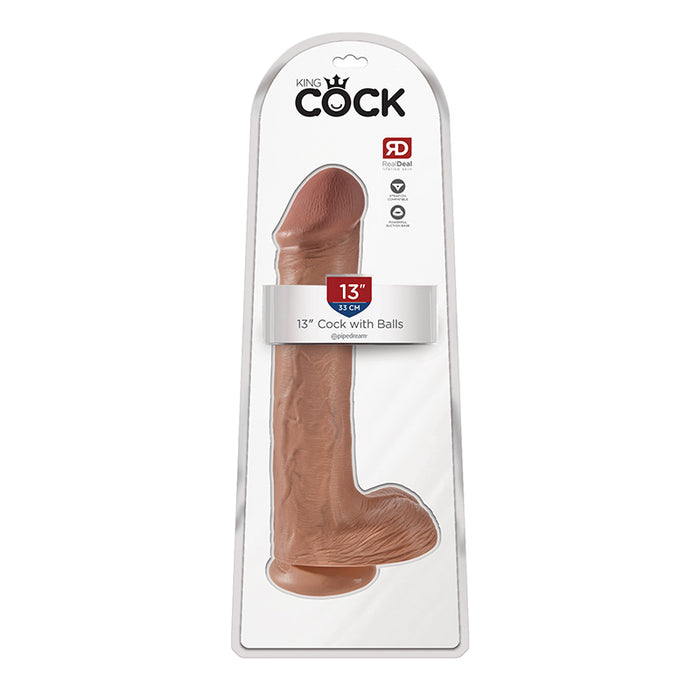 Pipedream King Cock 13 in. Cock With Balls Realistic Suction Cup Dildo Tan