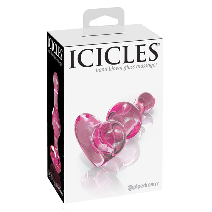 Pipedream Icicles No. 75 Beaded Glass Massager With Heart-Shaped Base Pink