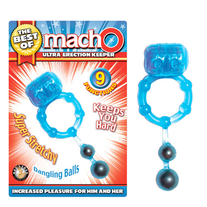 The Best Of Macho Ultra Erection Keeper 9 Function Dangling Balls Waterproof Blue