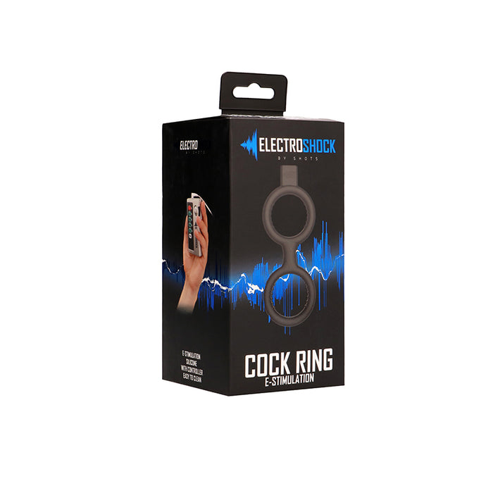 Shots ElectroShock Remote-Controlled E-Stimulation Silicone Cockring With Ball Strap Black