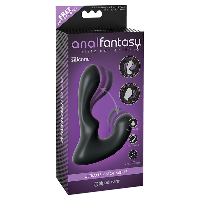 Pipedream Anal Fantasy Elite Collection Rechargeable Vibrating Silicone Ultimate P-Spot Milker Black