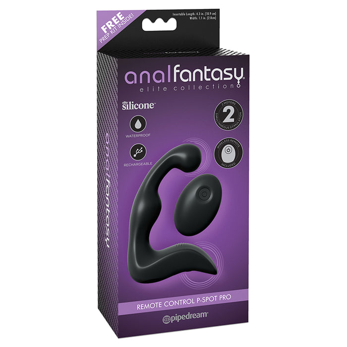 Pipedream Anal Fantasy Elite Collection Rechargeable Vibrating Silicone Remote Control P-Spot Pro Black