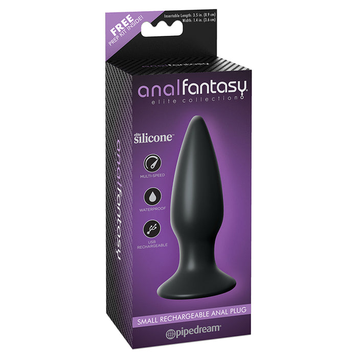 Pipedream Anal Fantasy Elite Collection Small Rechargeable Vibrating Silicone Anal Plug Black