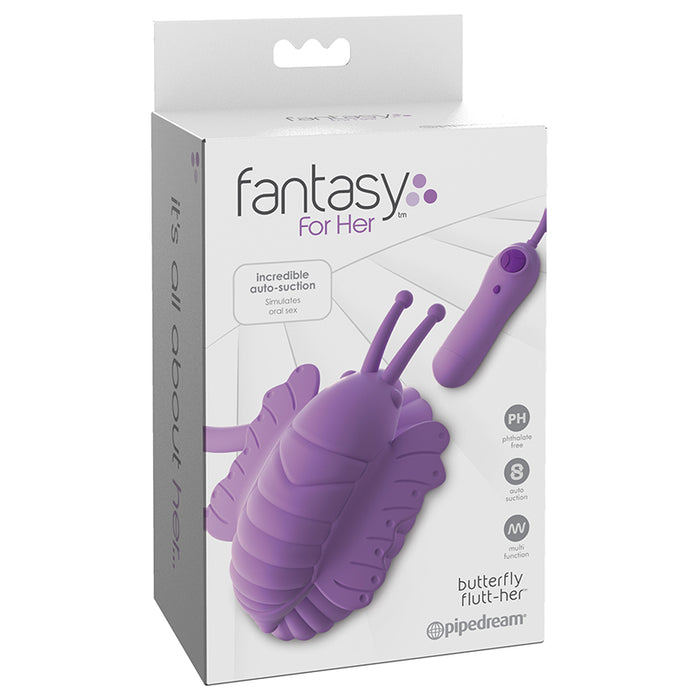 Pipedream Fantasy For Her Butterfly Flutt-Her Remote-Controlled Vibrating Silicone Suction Stimulator Purple