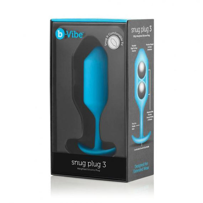 b-Vibe Snug Plug 3 Weighted Silicone Anal Plug Teal