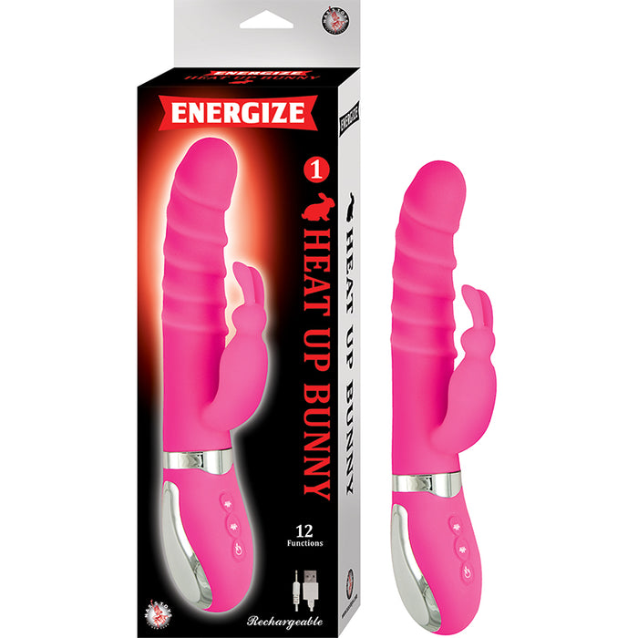 Energize Heat Up Bunny 1 Heating Up To 107 Degrees 12 Function Dual Motor Rechargable Waterproof Pink