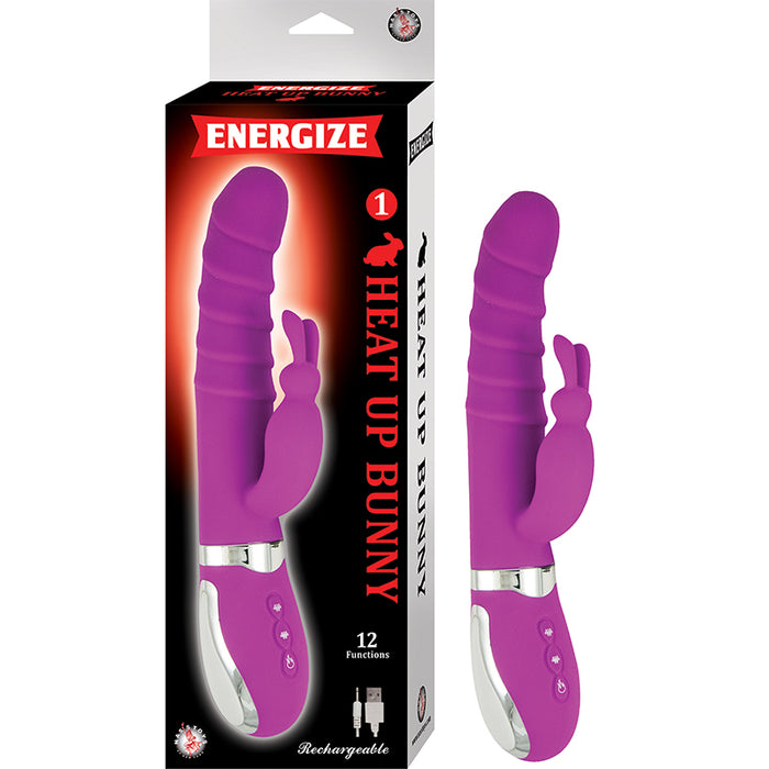 Energize Heat Up Bunny 1 Heating Up To 107 Degrees 12 Function Dual Motor Rechargable Waterproof Purple