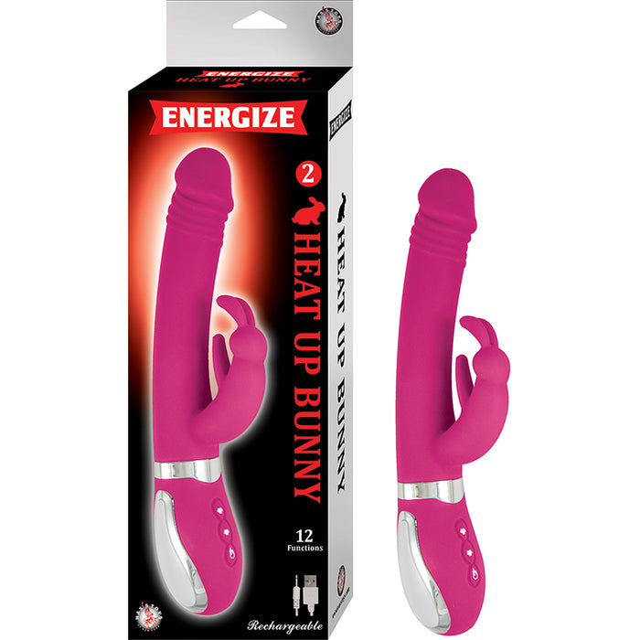 Energize Heat Up Bunny 2 Heating Up To 107 Degrees 12 Function Dual Motor Rechargable Waterproof Pink