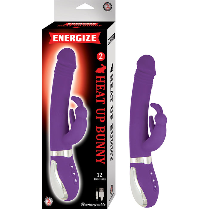 Energize Heat Up Bunny 2 Heating Up To 107 Degrees 12 Function Dual Motor Rechargable Waterproof Purple