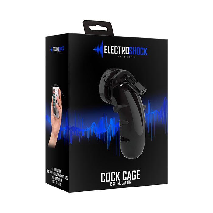 Shots ElectroShock Adjustable Remote-Controlled E-Stimulation Cock Cage Black