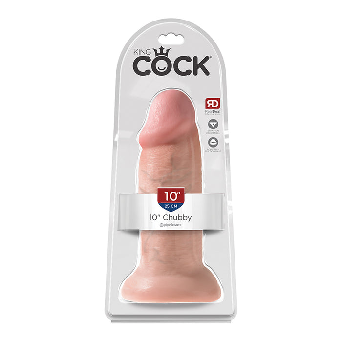 Pipedream King Cock 10 in. Chubby Realistic Dildo With Suction Cup Beige