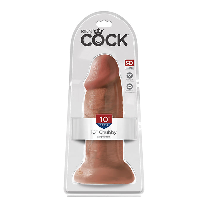 Pipedream King Cock 10 in. Chubby Realistic Dildo With Suction Cup Tan