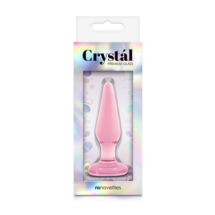 Crystal Tapered Glass Anal Plug Small Pink