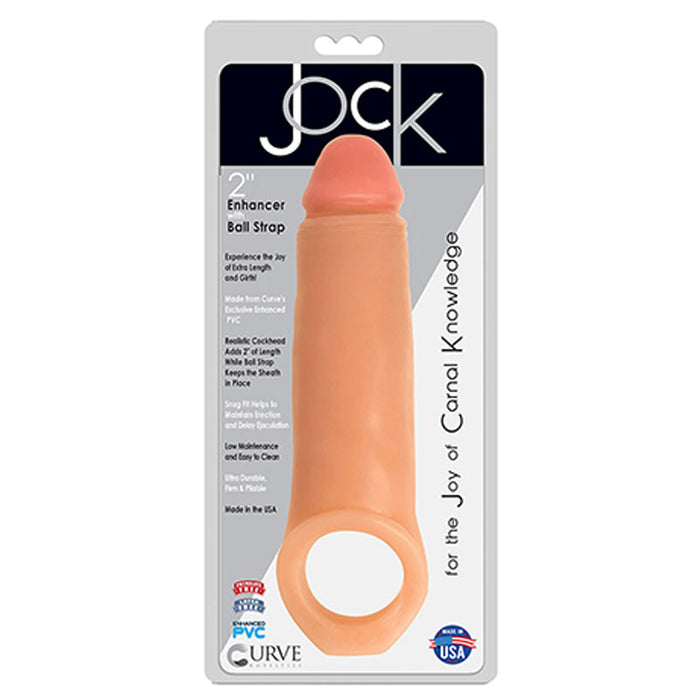 Curve Toys Jock 2 in. Enhancer with Ball Strap Extension Sheath Beige