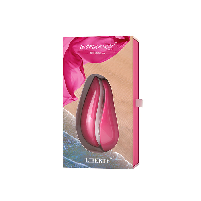 Womanizer Liberty Rechargeable Silicone Compact Travel Pleasure Air Clitoral Stimulator Pink Rose