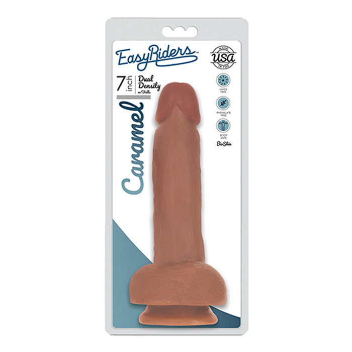 Curve Toys Easy Riders 7 in. Dual Density Dildo with Balls & Suction Cup Tan