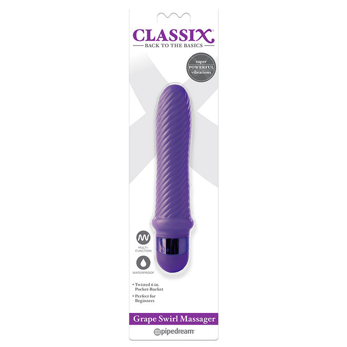 Pipedream Classix Grape Swirl Massager 6 in. Vibrator Purple