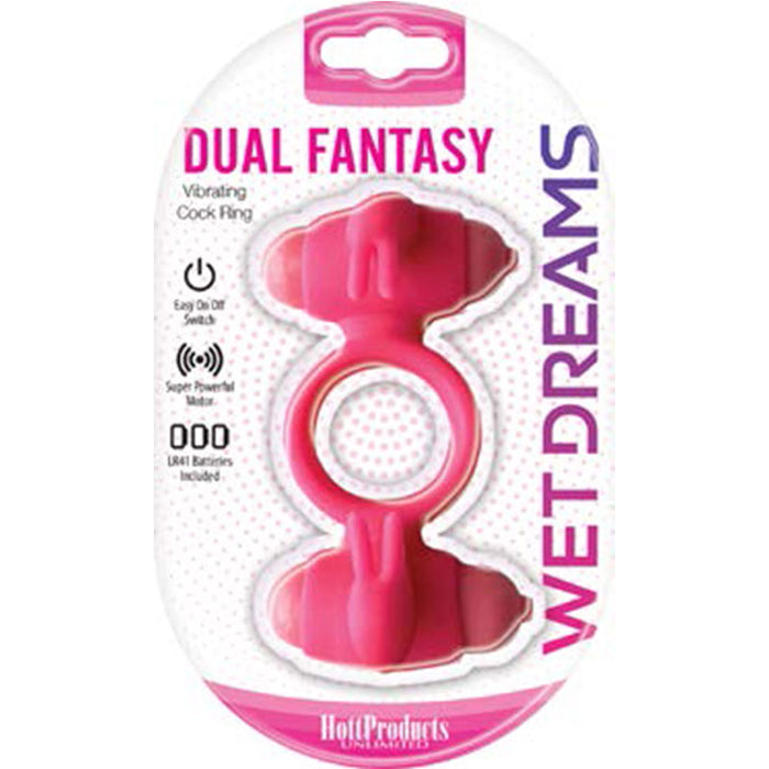 Wet Dreams Dual Fantasy Cock Ring- Pink