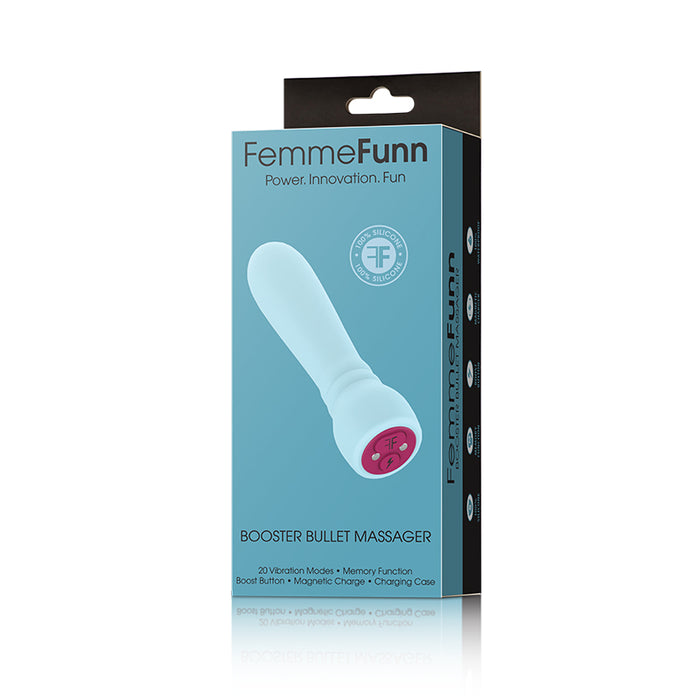FemmeFunn Booster Bullet Massager Rechargeable Silicone Vibrator Light Blue