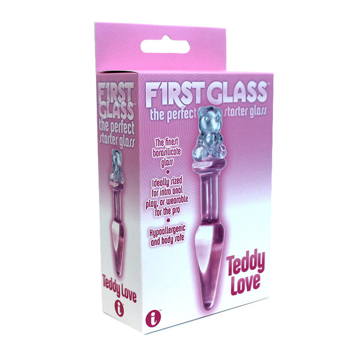 The 9's First Glass Teddy Love Glass Butt Plug Pink