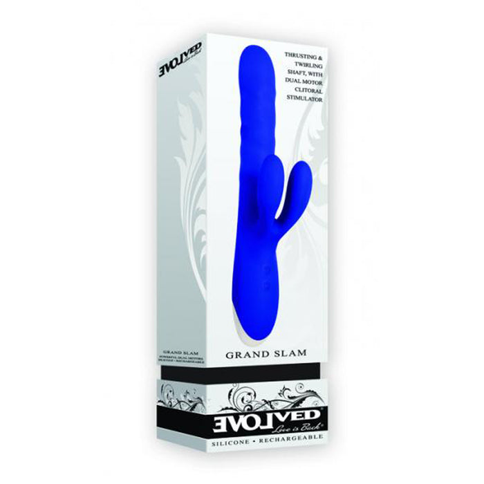 Evolved Grand Slam Rechargeable Silicone Dual Stimulator Blue